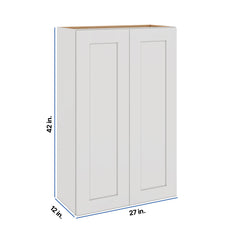 Modernform Cabinet White Shaker 27" W X 42" H X 12" D Double Door Wall Cabinet