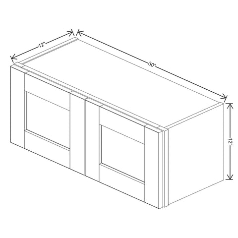 J&K Creme Glazed A7 Double Door Wall Cabinet - 30" W x 12" H