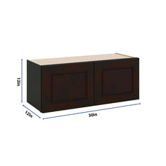 J&K Espresso K8 Double Door Wall Cabinet - 30" W x 12" H