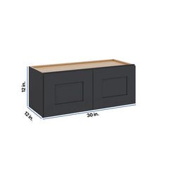 Modernform Cabinet Onyx Black Shaker 30" W X 12" H X 12" D Double Door Wall Cabinet