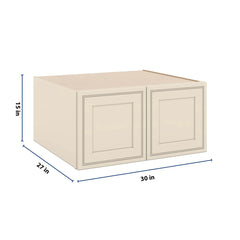 J&K Pearl Glazed H9 Refrigerator Wall Cabinet - 30" W x 15" H x 27" D