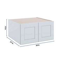 J&K White Shaker S8 Refrigerator Wall Cabinet - 30" W x 15" H x 27" D