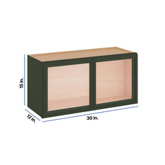 Modernform Cabinet Slim Sage Green 30" W X 15" H X 12" D Double Glass Door Wall Cabinet