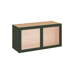 Modernform Cabinet Slim Sage Green 30" W X 15" H X 12" D Double Glass Door Wall Cabinet