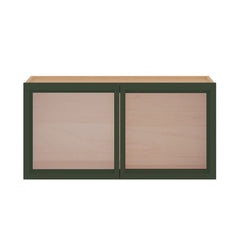 Modernform Cabinet Slim Sage Green 30" W X 15" H X 12" D Double Glass Door Wall Cabinet