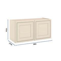 J&K Pearl Glazed H9 Double Door Wall Cabinet - 30" W x 15" H