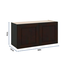 J&K Espresso K8 Double Door Wall Cabinet - 30" W x 15" H