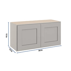 CNC Luxor Misty Grey 30" W X 15" H Double Door Wall Cabinet