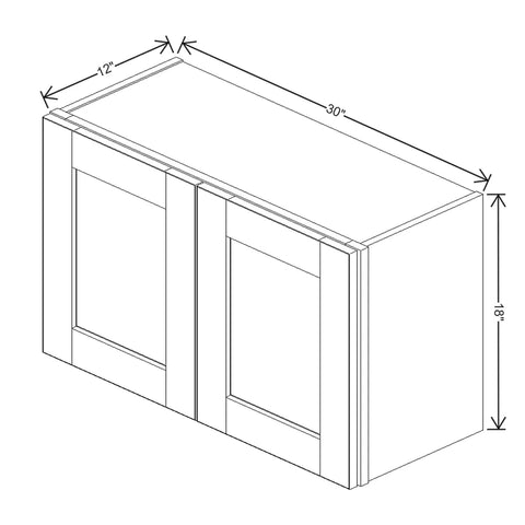 J&K Creme Glazed A7 Double Door Wall Cabinet - 30" W x 18" H