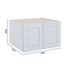 J&K White Shaker S8 Refrigerator Wall Cabinet - 30" W x 18" H x 27" D