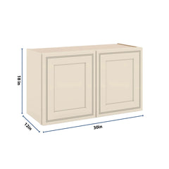 J&K Pearl Glazed H9 Double Door Wall Cabinet - 30" W x 18" H