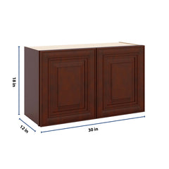 J&K Mahogany J5 Double Door Wall Cabinet - 30" W x 18" H