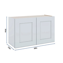 J&K White Shaker S8 Double Door Wall Cabinet - 30" W x 18" H