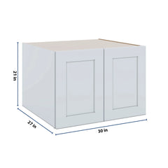 J&K White Shaker S8 Refrigerator Wall Cabinet - 30" W x 21" H x 27" D