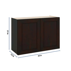 J&K Espresso K8 Double Door Wall Cabinet - 30" W x 21" H