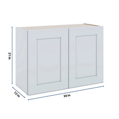J&K White Shaker S8 Double Door Wall Cabinet - 30" W x 21" H