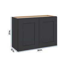 Modernform Cabinet Onyx Black Shaker 30" W X 21" H X 12" D Double Door Wall Cabinet