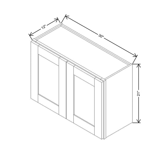 Modernform Cabinet Onyx Black Shaker 30" W X 21" H X 12" D Double Door Wall Cabinet