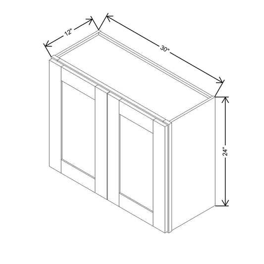 Modernform Cabinet Onyx Black Shaker 30" W X 24" H X 12" D Double Door Wall Cabinet