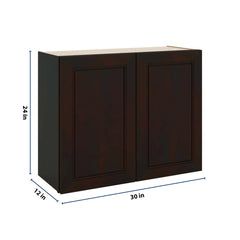 J&K Espresso K8 Double Door Wall Cabinet - 30" W x 24" H
