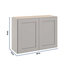 CNC Luxor 5-Piece Misty Grey 30" W X 24" H Double Door Wall Cabinet