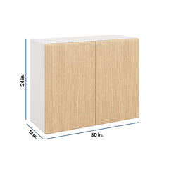 Modernform Cabinet Natural Oak 30" W X 24" H X 12" D Double Door Wall Cabinet