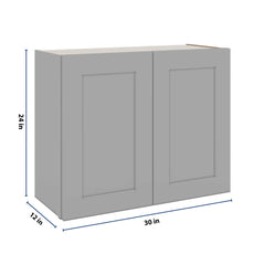 J&K Castle Grey S5 Double Door Wall Cabinet - 30" W x 24" H