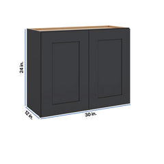 Modernform Cabinet Onyx Black Shaker 30" W X 24" H X 12" D Double Door Wall Cabinet