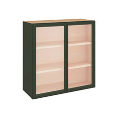 Modernform Cabinet Slim Sage Green 30" W X 30" H X 12" D Double Glass Door Wall Cabinet