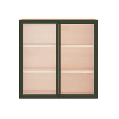 Modernform Cabinet Slim Sage Green 30" W X 30" H X 12" D Double Glass Door Wall Cabinet