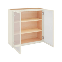 Modernform Cabinet Slim Dove White 30" W X 30" H X 12" D Double Glass Door Wall Cabinet