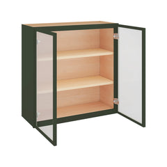 Modernform Cabinet Slim Sage Green 30" W X 30" H X 12" D Double Glass Door Wall Cabinet