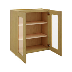 Modernform Cabinet Natural Shaker 30" W X 30" H X 12" D Double Glass Door Wall Cabinet