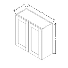 Modernform Cabinet Onyx Black Shaker 30" W X 30" H X 12" D Double Door Wall Cabinet