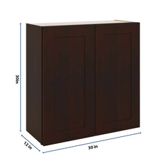 J&K Java Coffee S1 Double Door Wall Cabinet - 30" W x 30" H