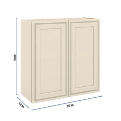 J&K Pearl Glazed H9 Double Door Wall Cabinet - 30" W x 30" H