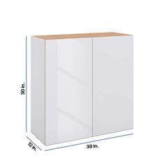 Modernform Cabinet Gloss White 30" W X 30" H X 12" D Double Door Wall Cabinet