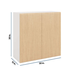 Modernform Cabinet Natural Oak 30" W X 30" H X 12" D Double Door Wall Cabinet