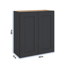 Modernform Cabinet Onyx Black Shaker 30" W X 30" H X 12" D Double Door Wall Cabinet