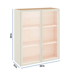 Modernform Cabinet Slim Dove White 30" W X 36" H X 12" D Double Glass Door Wall Cabinet