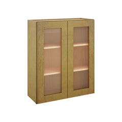 Modernform Cabinet Natural Shaker 30" W X 36" H X 12" D Double Glass Door Wall Cabinet