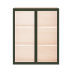 Modernform Cabinet Slim Sage Green 30" W X 36" H X 12" D Double Glass Door Wall Cabinet
