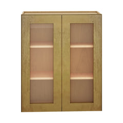 Modernform Cabinet Natural Shaker 30" W X 36" H X 12" D Double Glass Door Wall Cabinet