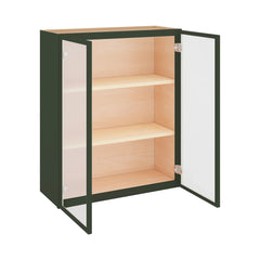 Modernform Cabinet Slim Sage Green 30" W X 36" H X 12" D Double Glass Door Wall Cabinet