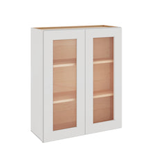 Modernform Cabinet White Shaker 30" W X 36" H X 12" D Double Glass Door Wall Cabinet