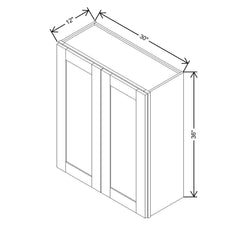 Modernform Cabinet Onyx Black Shaker 30" W X 36" H X 12" D Double Door Wall Cabinet