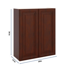 J&K Mahogany J5 Double Door Wall Cabinet - 30" W x 36" H