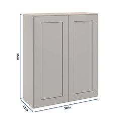 CNC Luxor 5-Piece Misty Grey 30" W X 36" H Double Door Wall Cabinet