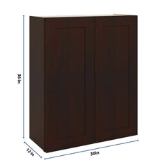 J&K Java Coffee S1 Double Door Wall Cabinet - 30" W x 36" H