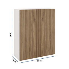 Modernform Cabinet Walnut 30" W X 36" H X 12" D Double Door Wall Cabinet